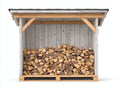 Abri à bûches 200x65x155 cm - structure en bois et toit incliné - blanc-bois naturel-gris - rangement extérieur couvert