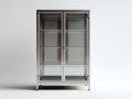 Vitrine en métal et verre 90x40x140 cm - gris métal - 2 portes vitrées