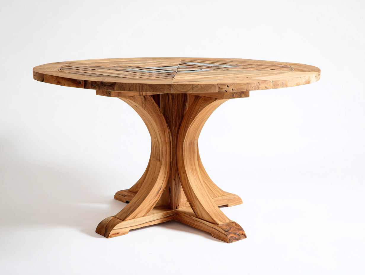 Table de jardin en bois massif 140x140x75 cm - bois naturel - terrasse style contemporain