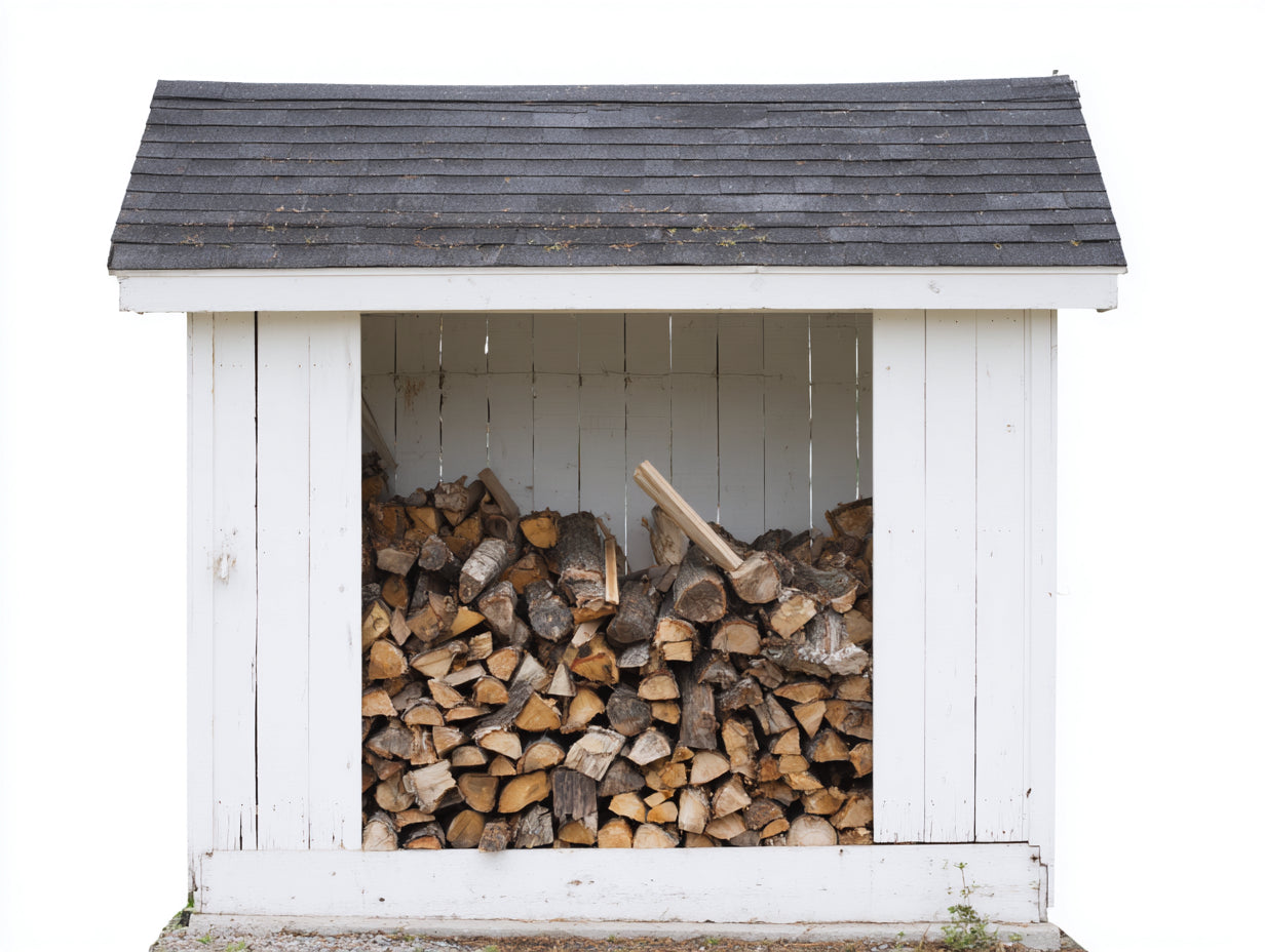Abri à bûches en bois avec toit bitumé 200x85x190 cm - blanc-gris foncé - extérieur rustique