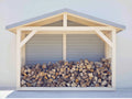 Abri à bûches en bois 250x85x170 cm - blanc et bois naturel - toit gris double pente