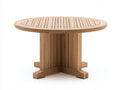 Table de jardin ronde en bois massif 130 x 130 x 75 cm - bois naturel - plateau à lattes avec pied central