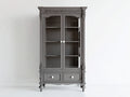 Vitrine en bois MDF et verre trempé gris 95x42x190 cm - Style classique pour salon