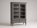 Vitrine 110x40x180 cm - panneaux effet bois et portes vitrées - gris taupe - style classique pour salon ou salle à manger