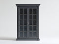 Vitrine bois MDF et verre 120x45x200 cm - gris anthracite - salon classique