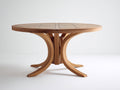 Table de jardin ronde en bois massif 150 x 150 x 75 cm - bois naturel - piètement central courbé au design contemporain