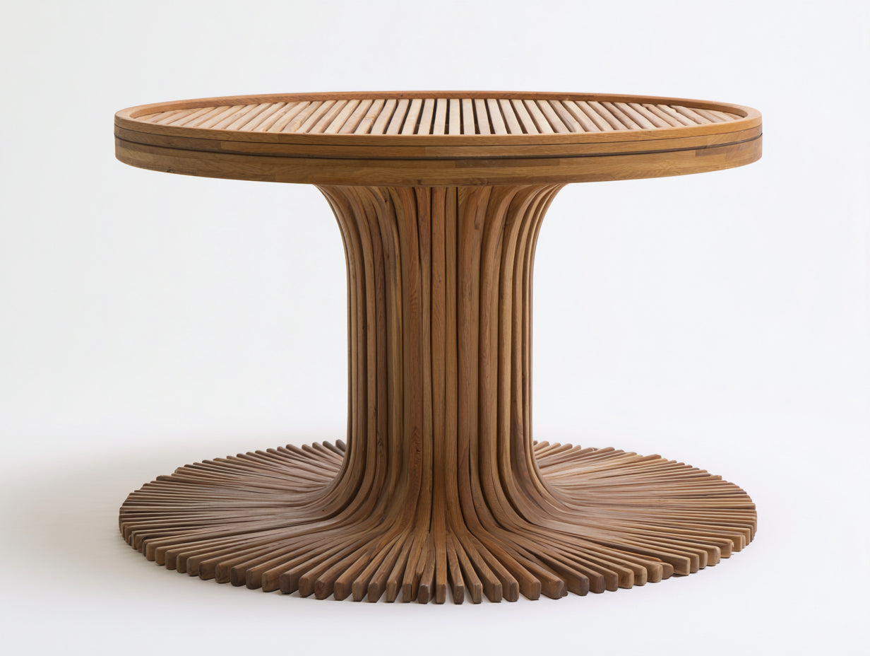 Table de jardin en bois massif 130x130x75 cm - bois naturel - terrasse style contemporain