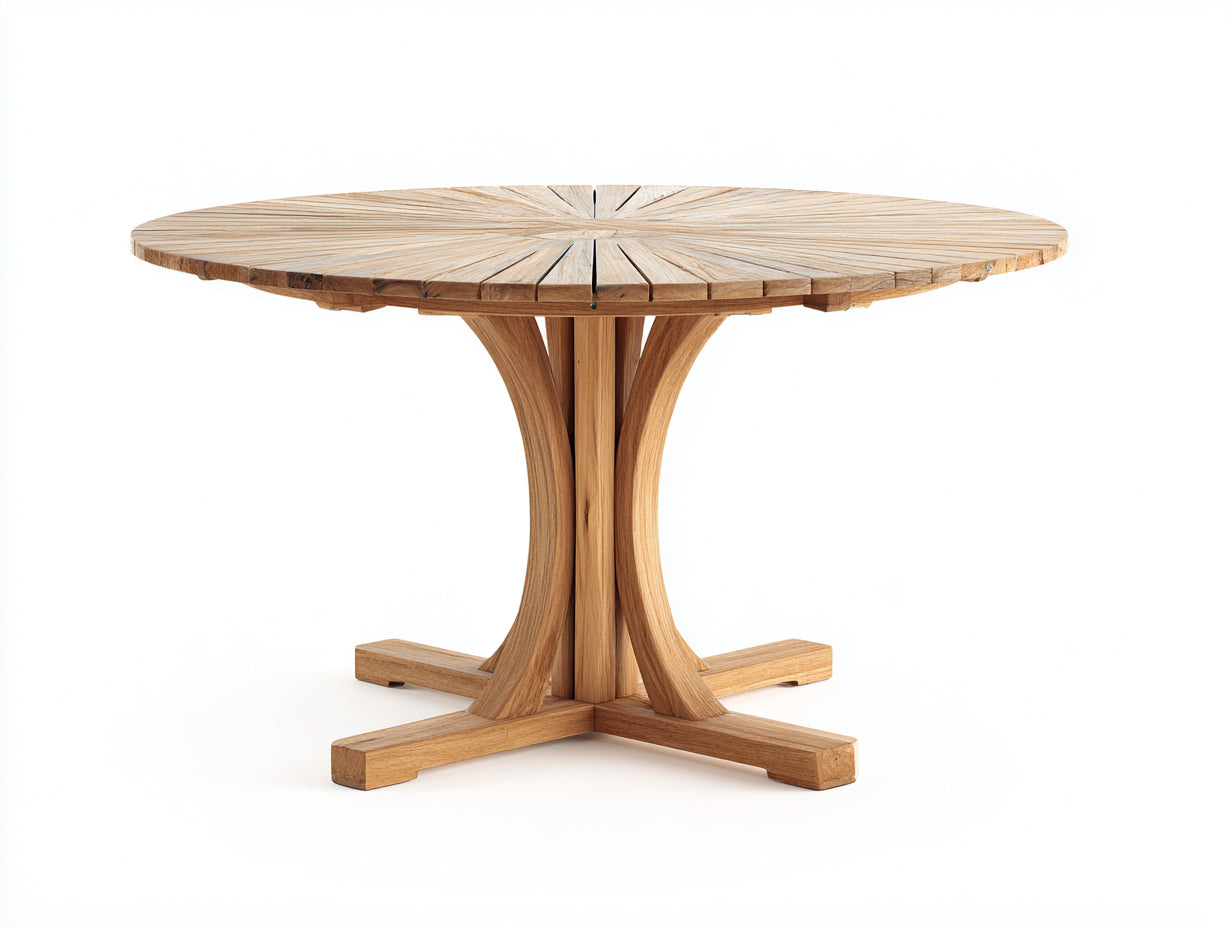 Table de jardin en bois massif 120x120x75 cm - bois naturel - terrasse style contemporain
