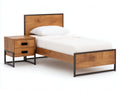 Lit simple en bois manufacturé et métal 210 x 100 x 110 cm - brun-noir - style industriel pour chambre