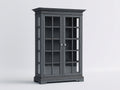Vitrine en bois et verre 100x42x150 cm - gris anthracite - 2 portes vitrées