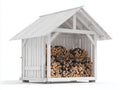 Abri à bûches en bois 200x90x190 cm - blanc - extérieur style chalet