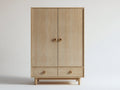 Armoire en panneaux de bois effet chêne clair 100 x 45 x 160 cm - meuble de rangement avec 2 portes et 2 tiroirs pour chambre