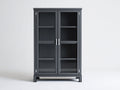 Vitrine en bois MDF et verre trempé gris anthracite 90x40x180 cm - Style moderne pour salon