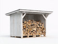 Abri à bûches en bois 220 x 120 x 190 cm - blanc vieilli - toiture inclinée et base surélevée pour extérieur