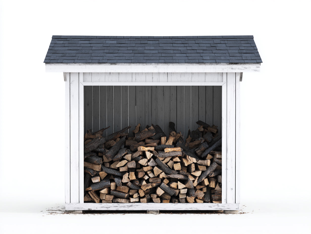 Abri à bûches en bois massif blanc avec toit à bardeaux anthracite 200x80x190 cm - Style rustique pour extérieur