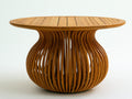 Table de jardin en bois massif 120x120x75 cm - bois naturel - terrasse style organique