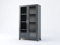 Vitrine en métal et verre 90 x 40 x 180 cm - noire - 2 portes vitrées pour cuisine